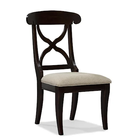 X Back Side Chair with Upholstered Seat